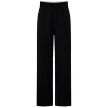 edition trousers womens 2024 spring new style asymmetric waist wool worsted straight trousers EBD1PAT009