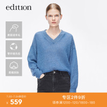 edition thin sweater womens autumn loose V-neck mohair temperament sweater