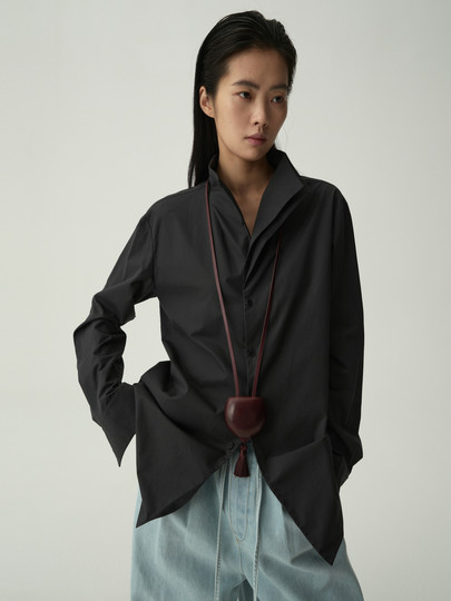 Edition Red Label 2026 Spring New Double-Layer Collar Deconstructed Long-Sleeved Shirt Ebf1Sht013