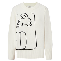edition new Chinese style jade rabbit pattern pullover sweater for women winter merino wool EBB4SWTT25