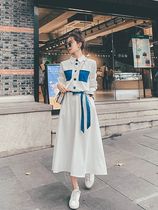 Lecea Alice Long Sleeve Dress Woman 2022 Spring new Korean version Cashew With Slim Foreign Air Splicing Long Dress