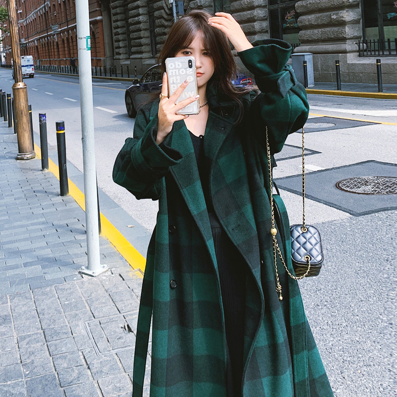 Lecea Alice Mao Costume Woman 2023 Winter New Vintage Double Row Window Close Green Twin Coat