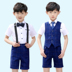 Trẻ em quần áo nam giáp phù hợp với cậu bé chủ nhà biểu diễn piano trang phục váy mùa hè học sinh trẻ em hoa ăn mặc nam giới. 