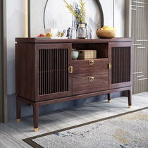 New Chinese solid wood sideboard modern simple living room wine cabinet tea cabinet Red Oak light luxury kitchen locker