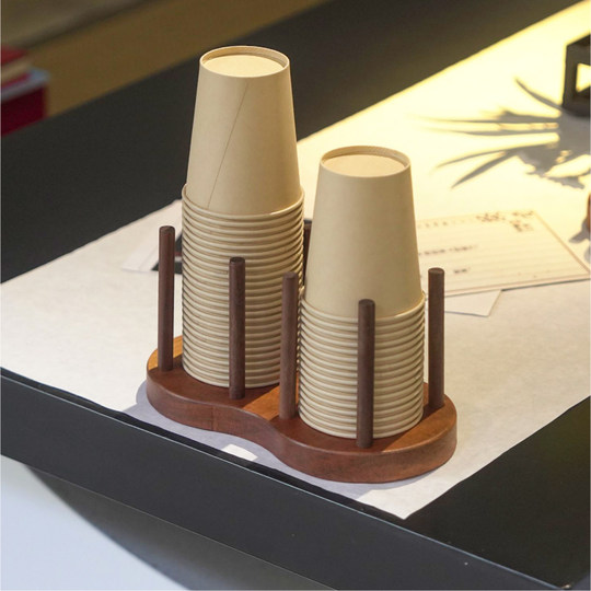 Solid wood disposable cup holder, office high-end paper cup storage rack, milk tea shop cup taker, water cup storage rack