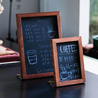 Handwritten Photo Frame A4 Display Stand Solid Wood Vertical Creative Milk Tea Coffee Shop Price List Erasable A5 Blackboard Display Stand