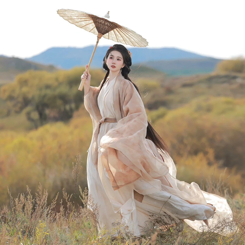 Hanfu for Petite Women, Song Dynasty Style, 2024 New Improved Traditional Costume, Ethereal Adult Daily Wear, Stunning Cross-Front Design, Wei and Jin Dynasty Style, Autumn