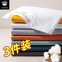 Short-sleeved T-shirt mens fashion brand loose solid color fat mens cotton half sleeve fat plus size trend mens T-shirt