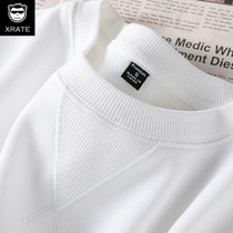 White Sweatshirt Man Fall 2021 New Heavy Pound Round Collar Top 380g Pure Cotton Loose Big Code Pure Color Jacket Tide