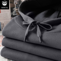 Gush sweatshirt male autumn winter big code loose rocking grain suede pure color Even hat blouses 400g heavy to thicken winter coat