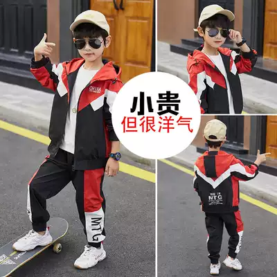 Boys spring shipping action suit 2021 new children's Western school 12 boys two-piece set middle and large children spring and autumn tide 15 years old