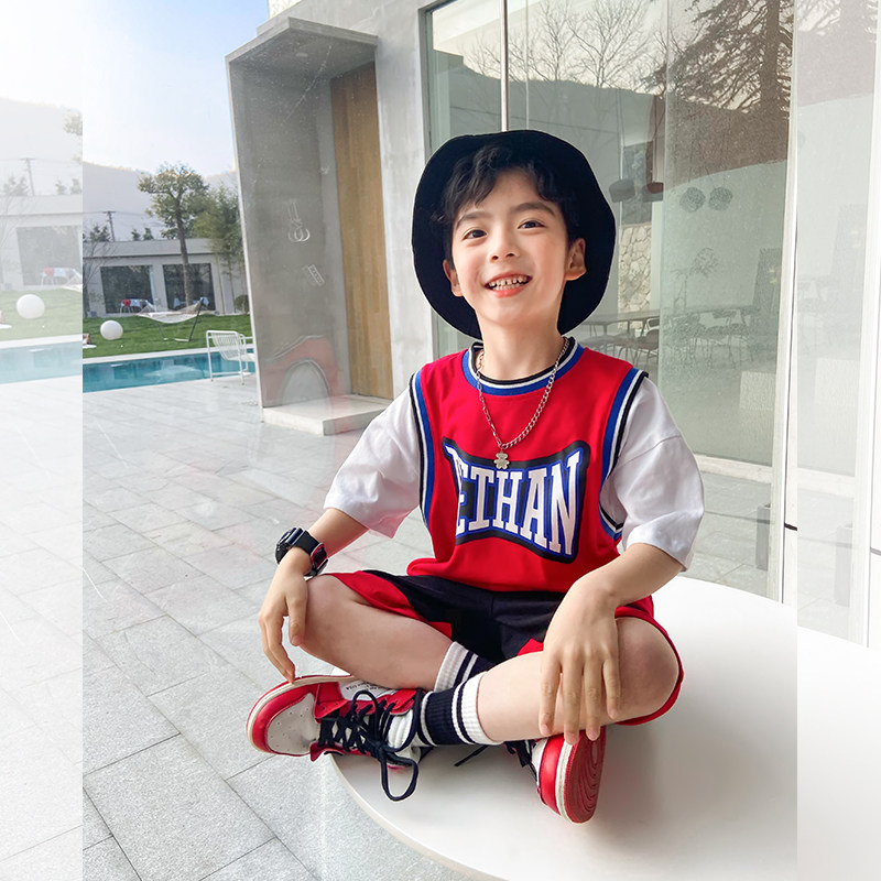 Boys summer suits short sleeve cotton summer tide 2022 new children in the childhood sports fashion thin handsome style