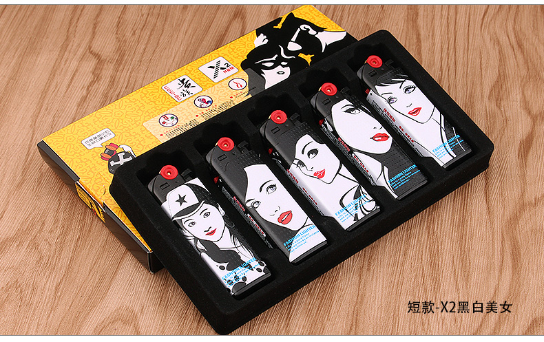 Norman 5 Pack Bánh xe quý tộc nhẹ hơn đá lửa sáng tạo Máy cứu hỏa bơm hơi Hộp quà tinh tế Tùy chỉnh bật lửa dupont chính hãng