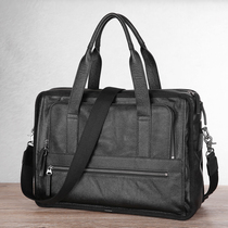 Handbag Male Genuine Leather Large Capacity Luggage Briefcase Head Layer Cow Leather Cross Section Business Casual Single Shoulder Travelling Mens Bag