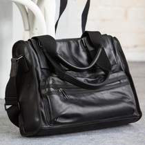 Single Shoulder Bag Men Genuine Leather Head Layer Cow Leather Mens Bag Handbag Soft Leather Travel Bag Business Casual Large Capacity Diagonal Satchel Bag