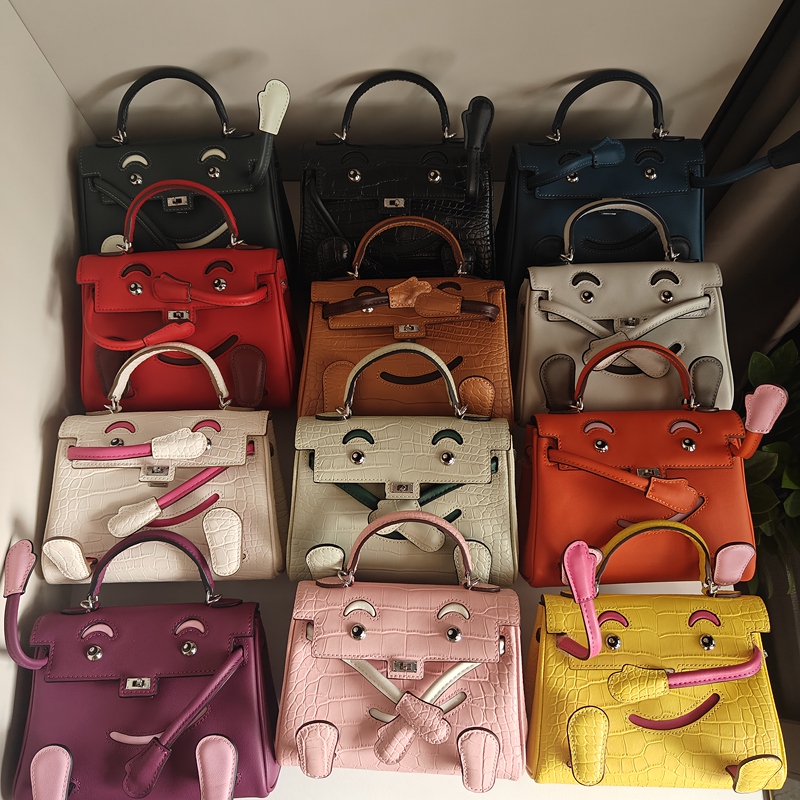 2026 Spring/Summer Crocodile Pattern Swift Leather Millennium Doll Kelly Bag Mini Cute Single Shoulder Crossbody Women's Small Bag