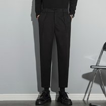 Spring and Autumn Small Suit Pants Mens 2024 New Professional Dress Fit Suit Black Straight Leg Casual Pants Nine-Point Pants