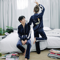 Pajamas female autumn and winter Firebird cartoon warm flannel zipper leisure sports pajamas couples home clothes can be worn outside