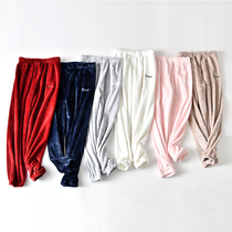 Fairy warm pants pajama pants female winter lazy coral velvet pajama pants female thick flannel loose home pants women autumn and winter