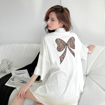 Sleeping Dress Woman 2022 New Ice Silk Sleeping Dress Lady Summer Pure Desire Wind Short Sleeve Sexy Ice Silk Sleepwear Senior Sensation