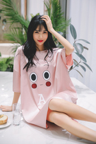 2020 Summer new pajamas womens eyes ice silk nightdress Korean loose playful cute home clothes can be worn outside