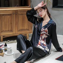 2021 new pajamas womens spring and autumn ice silk long sleeves sexy national tide ancient style thin casual can be worn outside home clothes