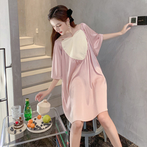 Nightdress female 2021 new premium feel pajamas summer ice silk home clothes ins Wind pajamas Net red explosion 2021