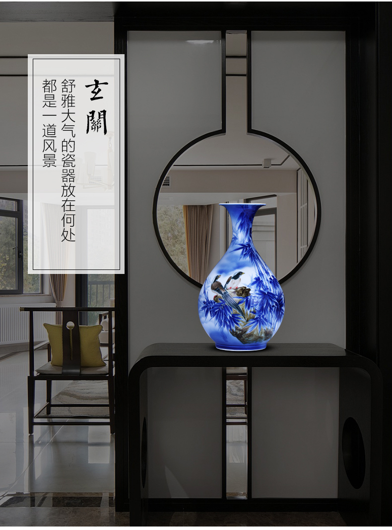 Jingdezhen porcelain ceramic hand - made of blue and white porcelain vase furnishing articles of new Chinese style household flower arrangement sitting room adornment is placed