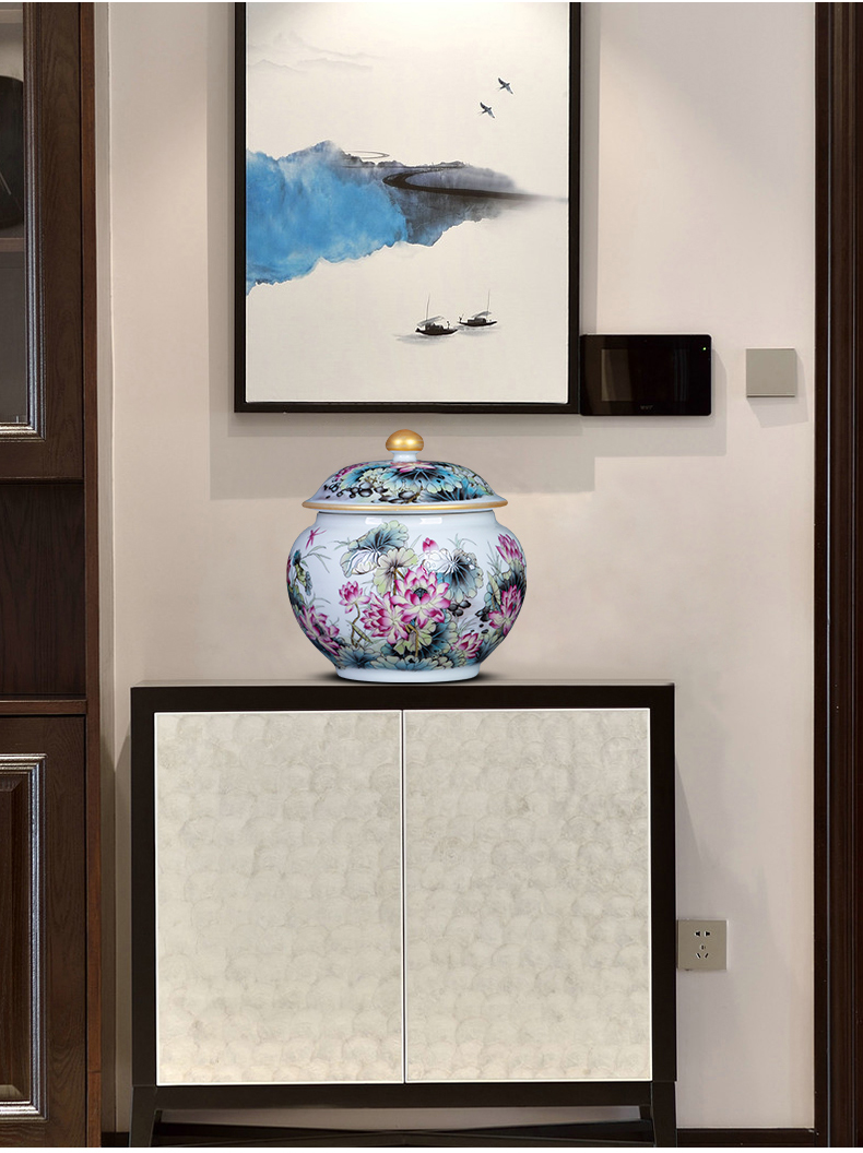 Half jins of jingdezhen ceramics seal small caddy fixings moistureproof mildew storage tank grains, to receive with cover pot
