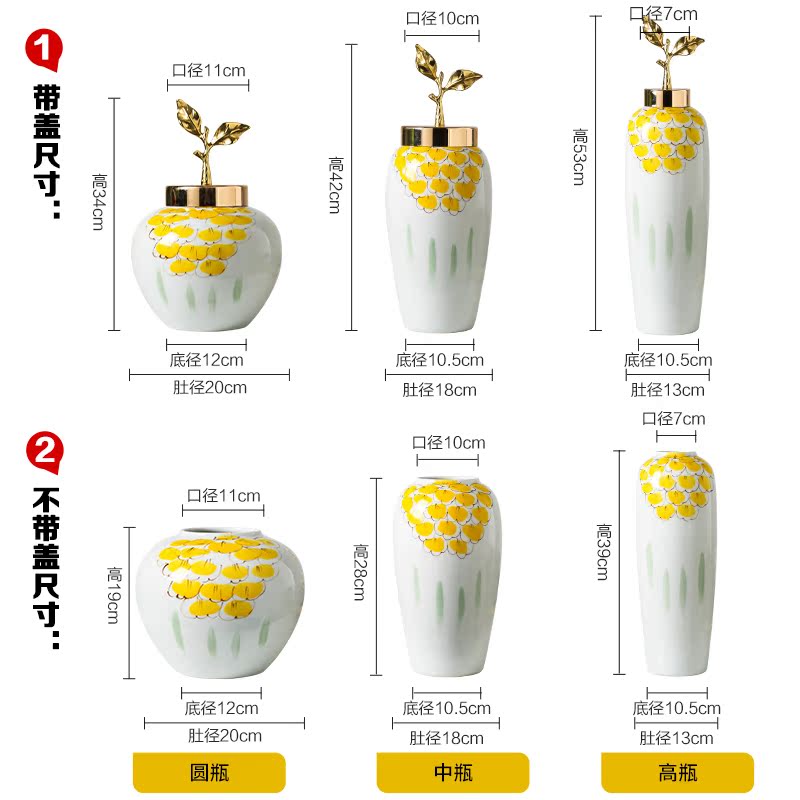Light ceramic vases, dried flowers, flower arrangement in modern Chinese style key-2 luxury home furnishing articles sitting room table, TV ark, adornment ornament