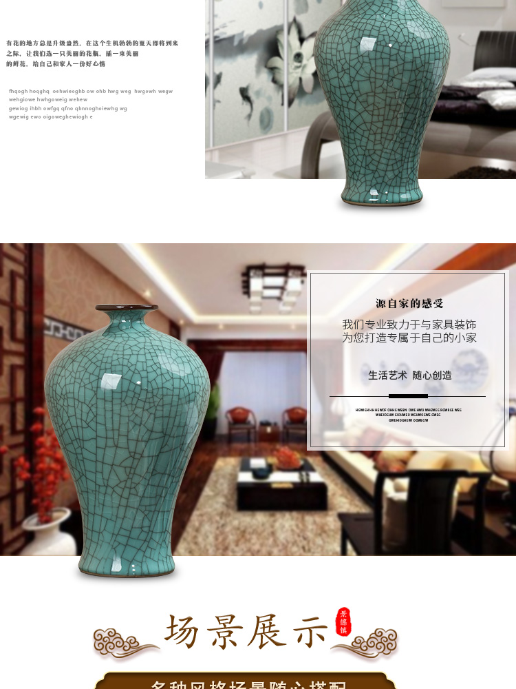 Jingdezhen ceramic crack glaze vase archaize up furnishing articles rich ancient frame flower arranging Chinese style restoring ancient ways household ornaments