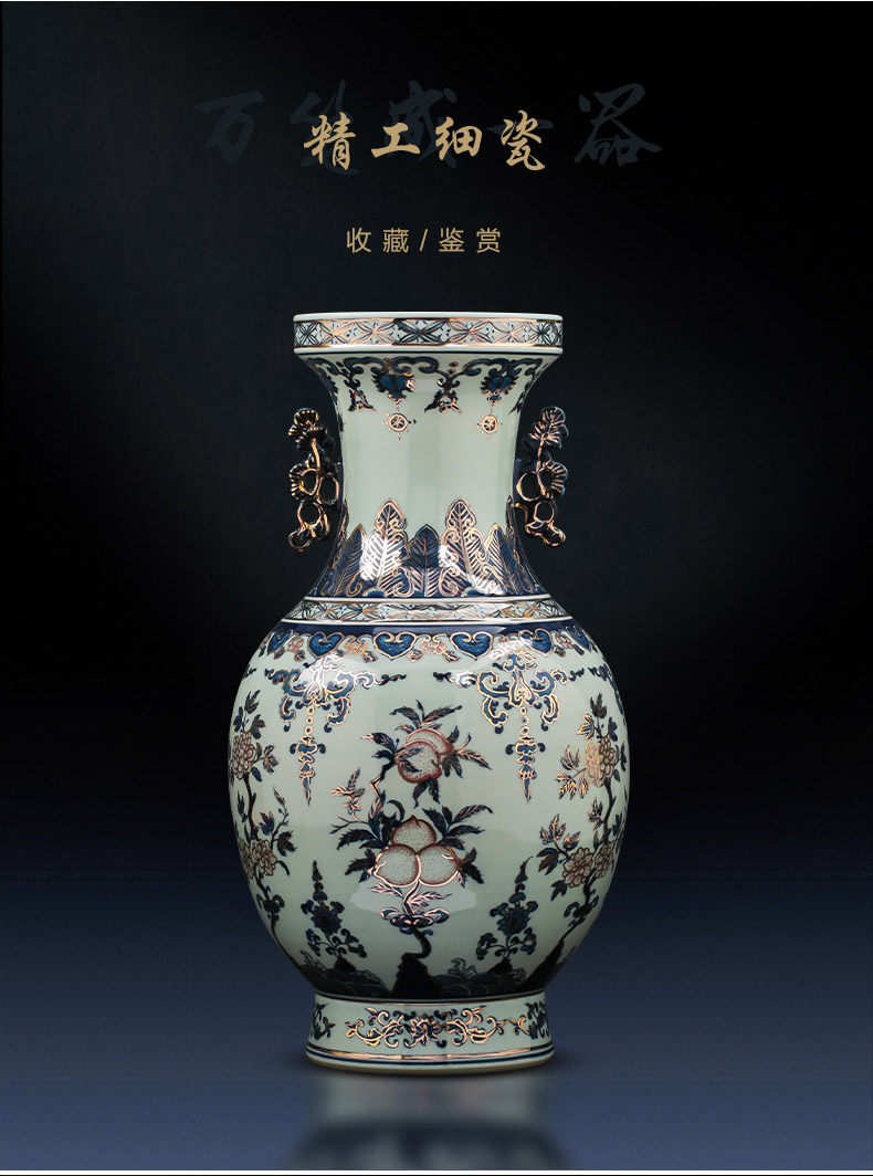 Jingdezhen ceramics hand - made the see colour blue and white porcelain vase imitation the qing qianlong Chinese key-2 luxury home decoration furnishing articles