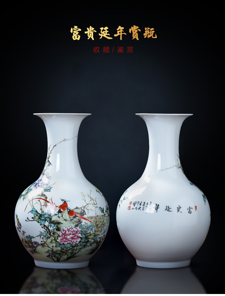 Jingdezhen ceramics landscape painting enamel vase flower arranging place of new Chinese style household living room TV cabinet decoration