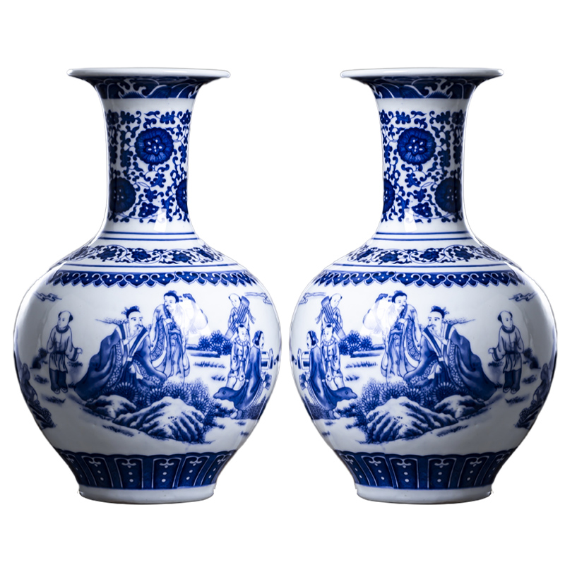 Antique vase of blue and white porcelain of jingdezhen ceramics furnishing articles Chinese flower arranging sitting room adornment of TV ark, wine accessories