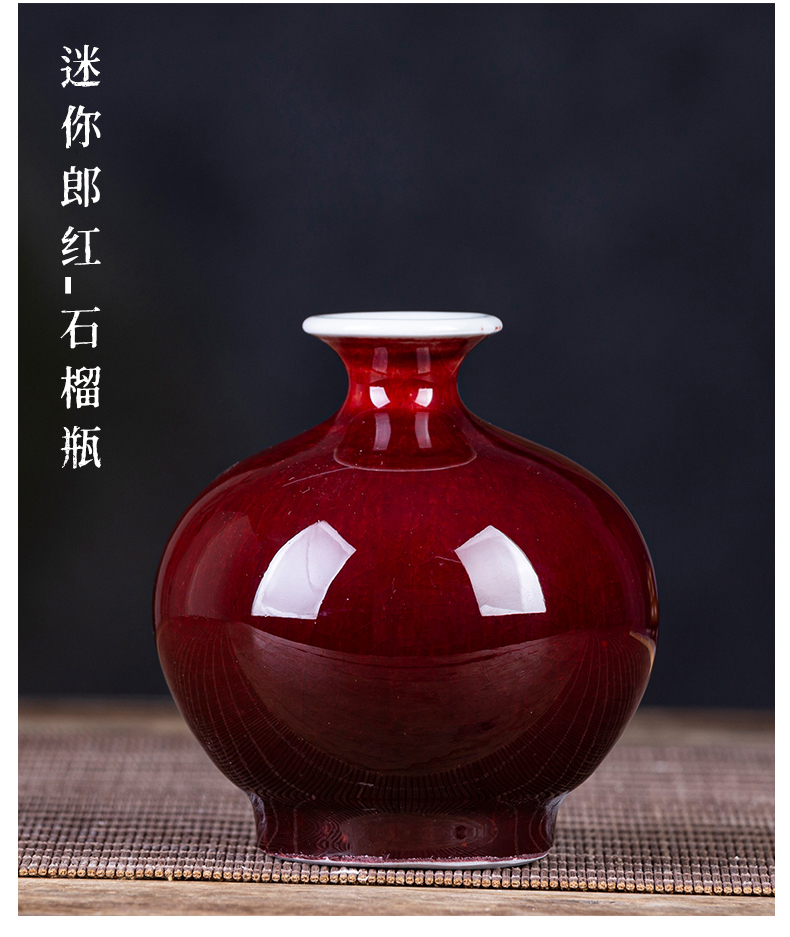 The Mini jingdezhen ceramics up with ruby red floret bottle creative hydroponic flower arranging place to live in tea table decorations