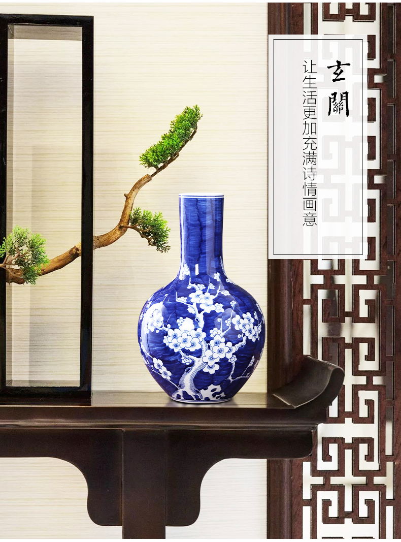 Jingdezhen porcelain ceramic blue and white porcelain vases, flower arranging place, Chinese style household living room TV cabinet decoration decoration