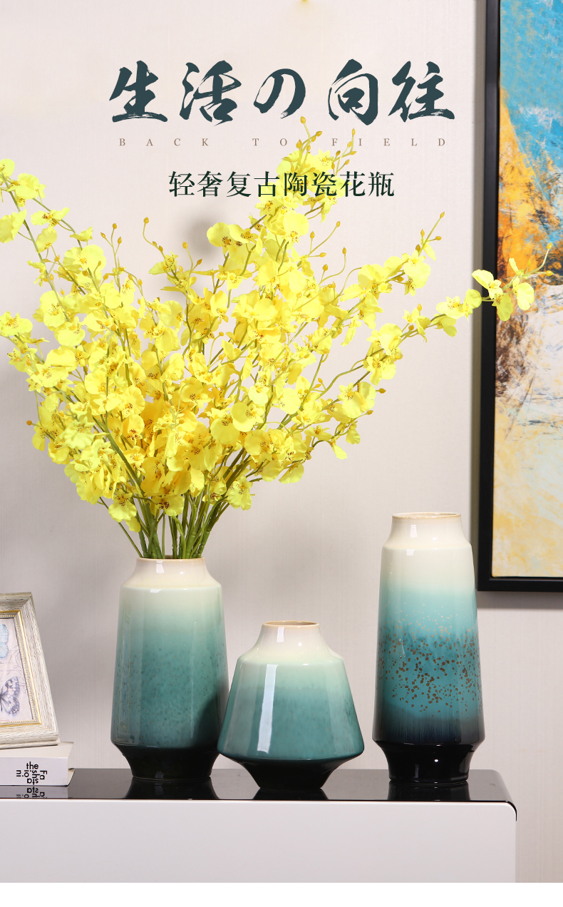 Jingdezhen ceramics dried flower vase furnishing articles sitting room TV cabinet table flower arranging I and contracted household ornaments