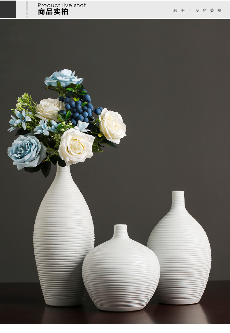 White ceramic vase furnishing articles modern creative simple Chinese flower arranging dried flowers sitting room home TV ark, adornment