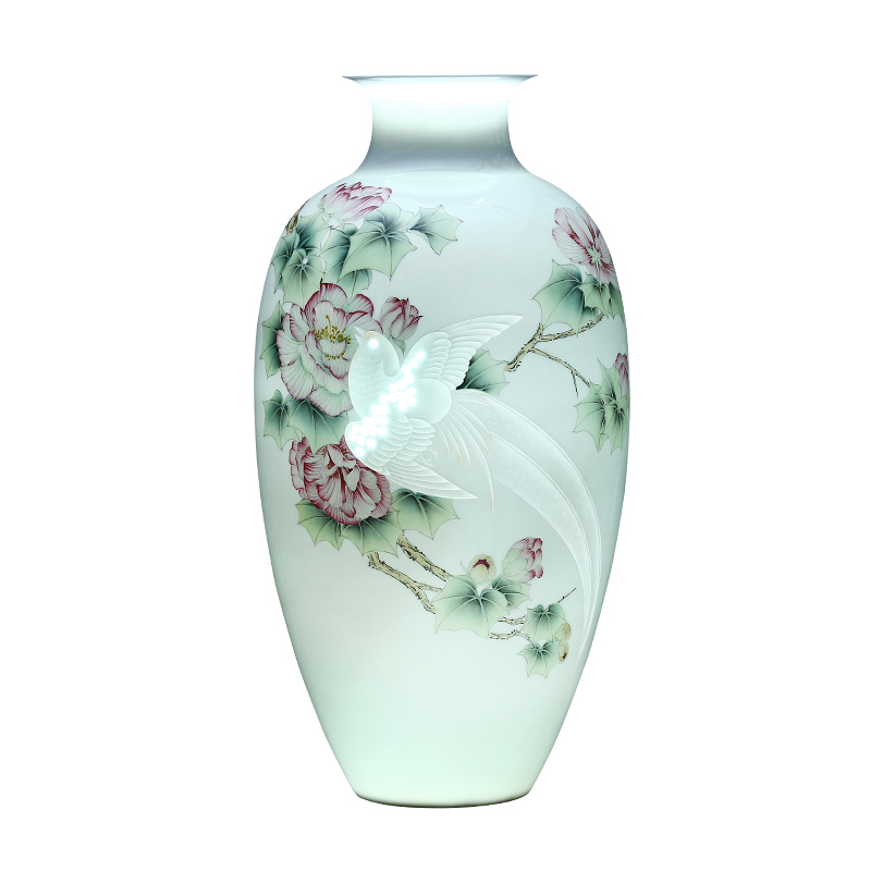 Hand carved splendor in jingdezhen ceramics vase rich ancient frame light key-2 luxury furnishing articles of new Chinese style household decoration
