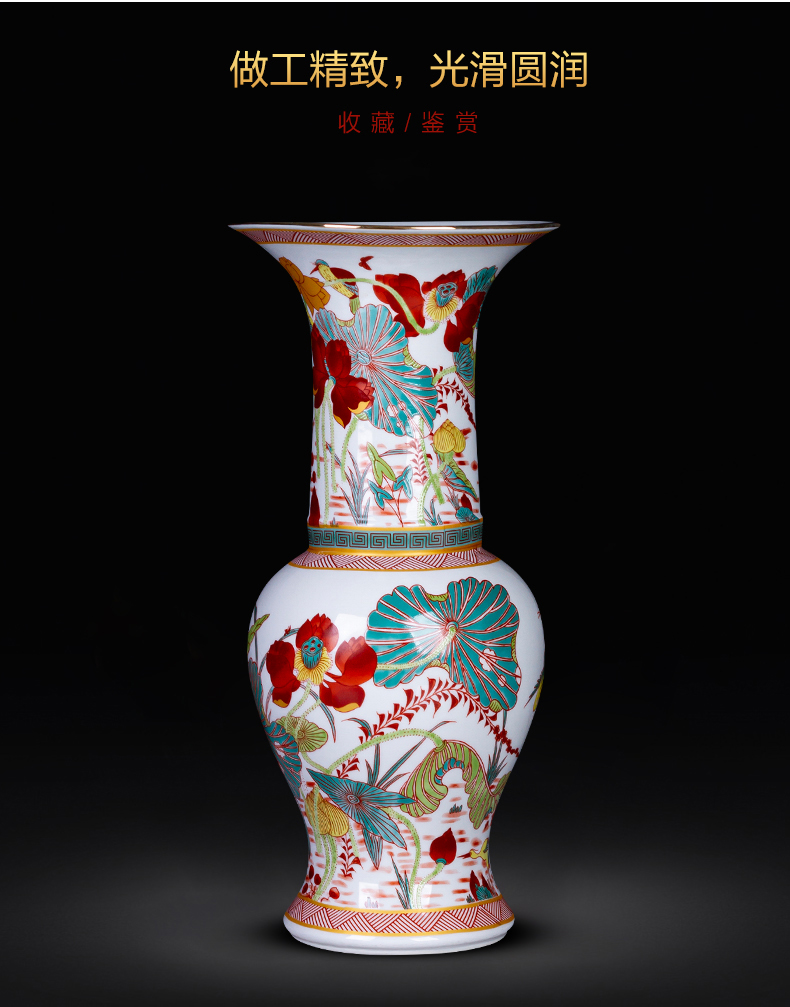 Jingdezhen ceramics colored enamel archaize creative floret bottle rich ancient frame sitting room adornment of Chinese style household furnishing articles