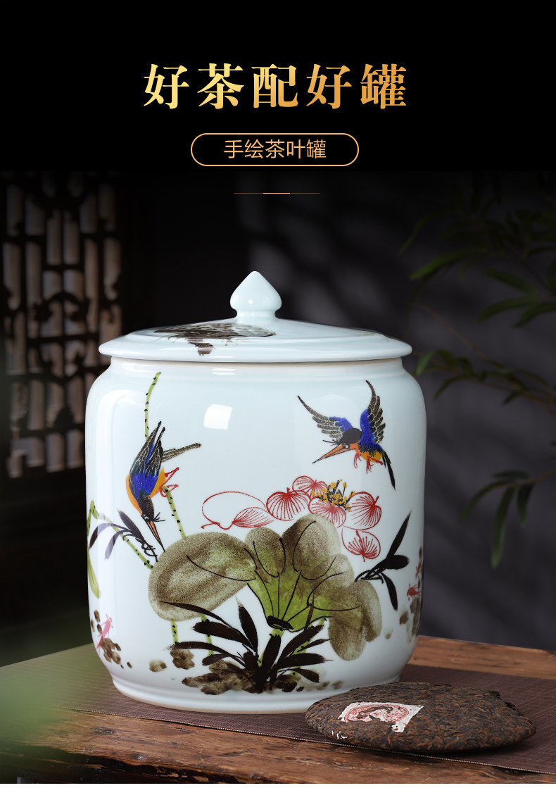 Jingdezhen ceramics hand - made large storage tank caddy fixings with cover pot sitting room of Chinese style household act the role ofing is tasted furnishing articles