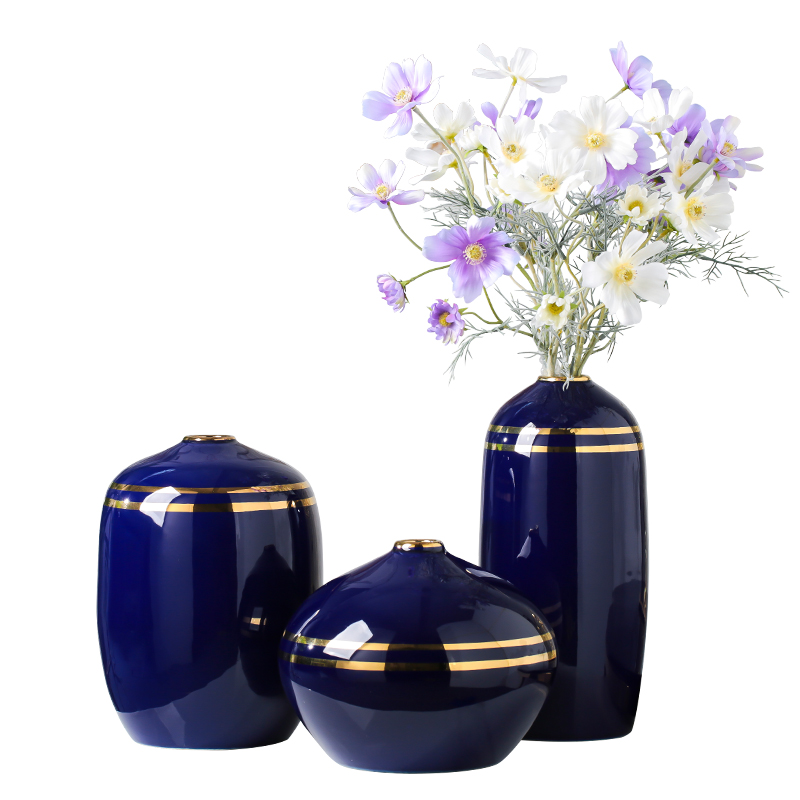 I and contracted ceramic vases, light blue flower arranging new Chinese style sitting room key-2 luxury craft decorations table home furnishing articles