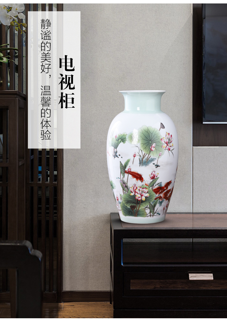 Jingdezhen porcelain ceramic famille rose flower arranging furnishing articles of new Chinese style household vase in the sitting room porch TV ark, adornment