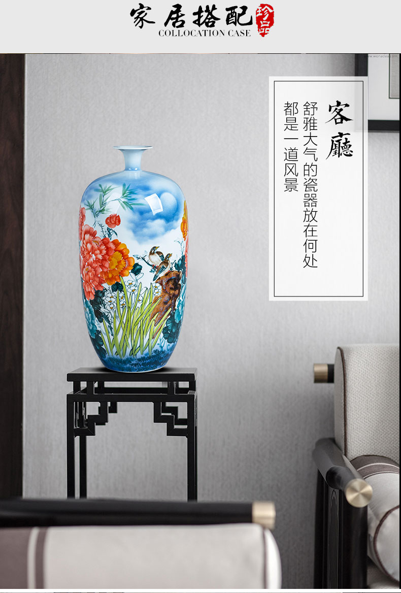 Jingdezhen ceramics hand - made blooming flowers large ground vases, new Chinese style home sitting room adornment is placed