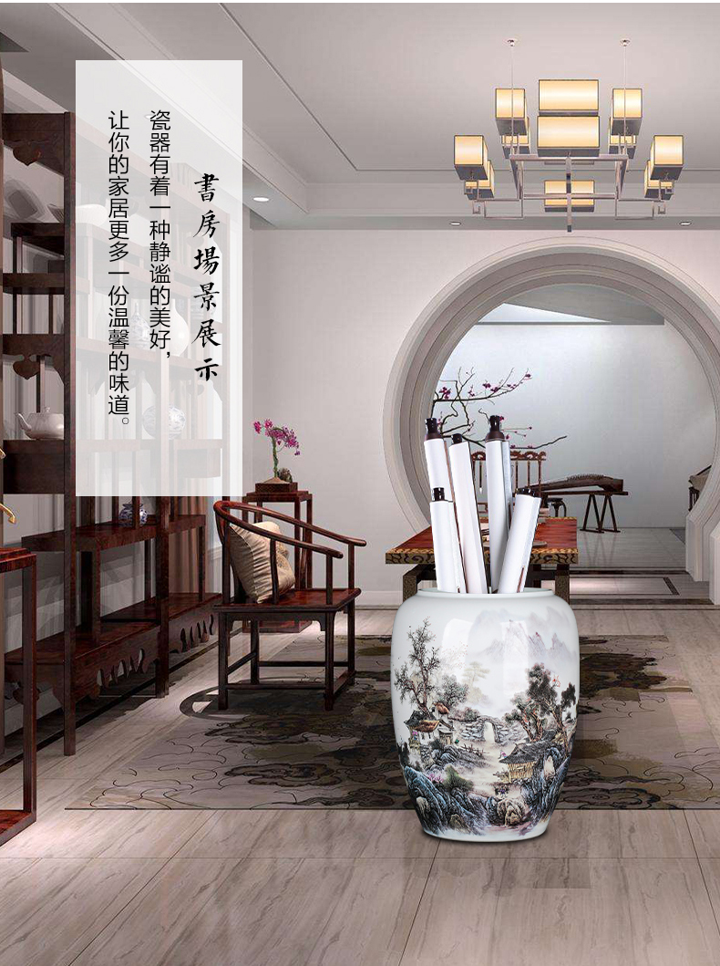 Jingdezhen porcelain ceramic floor big quiver vase painting and calligraphy scrolls the receive living room home furnishing articles