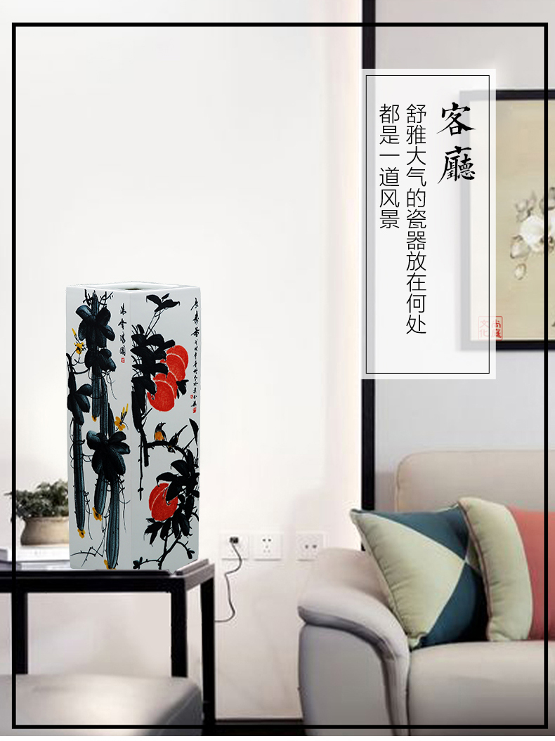 Jingdezhen ceramic set device penjing masters hand - drawn square of large vases, new Chinese style home sitting room adornment