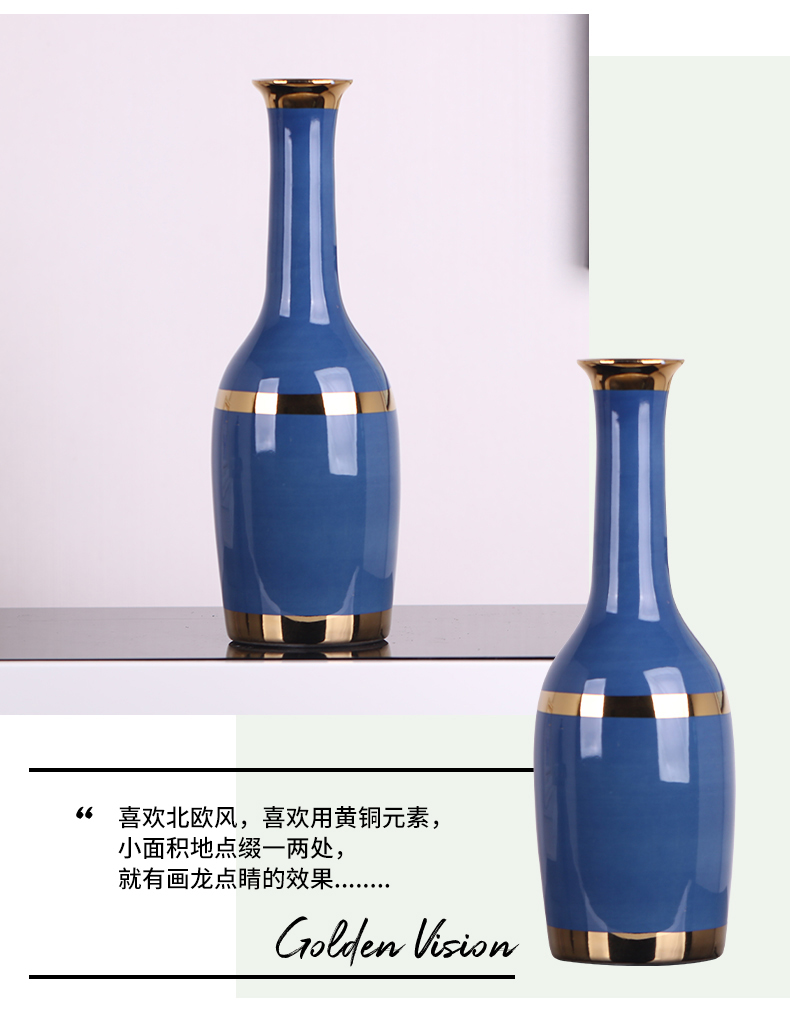 I and contracted blue ceramic vases, creative home furnishing articles sitting room flower arrangement of TV ark, wine porch decoration