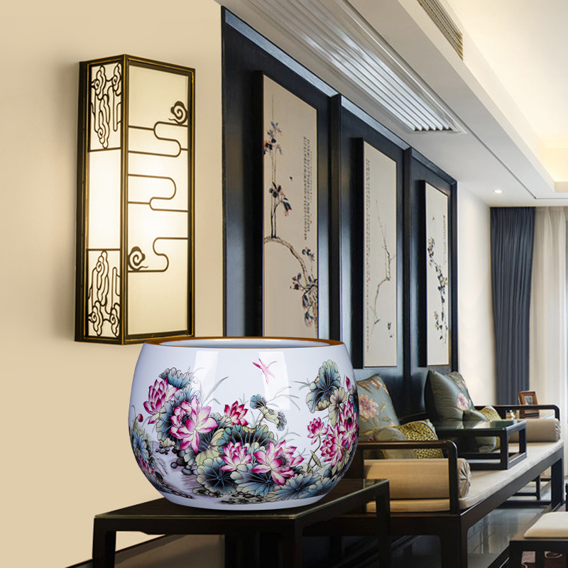 Jingdezhen ceramics powder enamel cornucopia aquarium TV cabinet office desktop decoration of Chinese style household furnishing articles