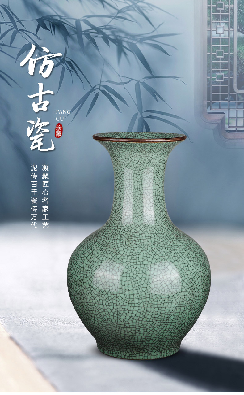 Jingdezhen ceramics archaize large green glaze on up vases, sitting room of Chinese style household decorations furnishing articles