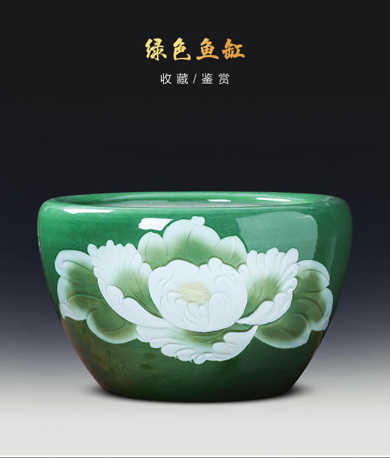 Jingdezhen ceramic turtle cylinder goldfish bowl water lily bowl lotus hydroponic large home sitting room courtyard furnishing articles